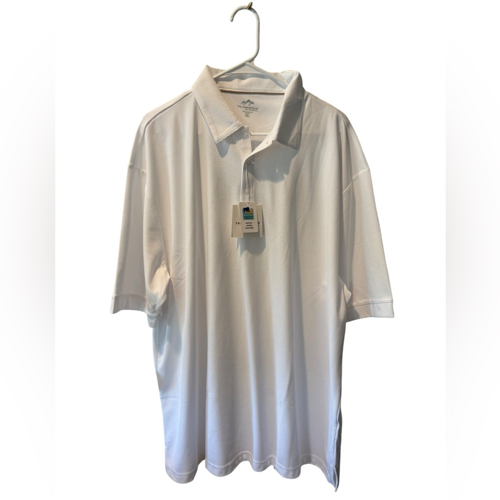 Tri-Mountain Performance White Polo Shirt Moisture Wicking 2XL NWT